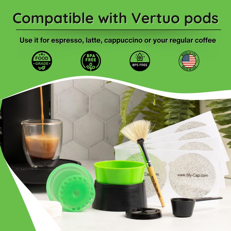 My-Cap Sampler Set - Fill Your Own Coffee Pods - Includes Cap, Lid, Foil Seals, Capsule Holder & Funnel - Complete Solution to Make Your Own Capsules for Nespresso VertuoLine Brewers - Image 2